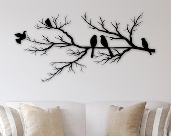 Metal Bird Branch Wall Art: Modern Farmhouse Decor