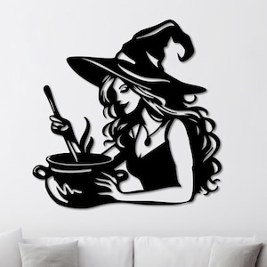 Halloween Decor, Witch Wizard Metal Wall Art, Magic Wall Decor, Spooky Metal Wall Hangings, Funny Witches Gifts, Magic Robe Hat Decor