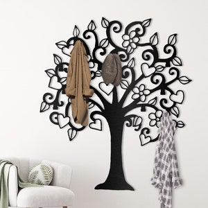 Tree Metal Coat Rack, Flower Clothing Rack, Coat Hanger, Metal Wall Art Hanger, Hat Hanger, Key Rack, Modern Coat Rack, Nature Hanger Signs,