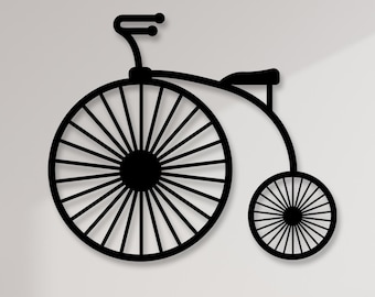 Metalowa dekoracja ścienna z rowerem: geometryczny motyw rowerzysty, prezent dla miłośnika rowerów