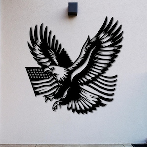 Large American Eagle Metal Wall Art, USA Flag Decor, Patriotic Eagle Sculpture, 4th of July Independence Day Gifts, USA Pride Wall Hangings