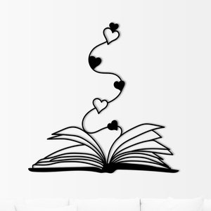 Book Metal Wall Art: Love Heart Library Decor