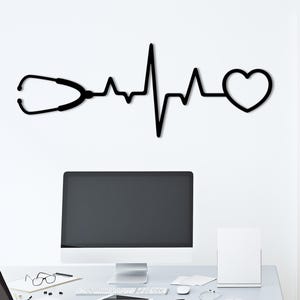 Stethoscope Metal Wall Art, Gift for Doctors, Doctor Heart Wall Signs, Nurse Wall Decor, Medical Assistant, Surgery Decor, Medical Wall Art
