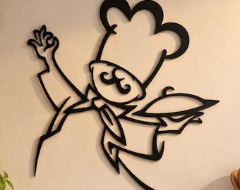 Chef Metal Wall Art, Kitchen Decor, Restaurant Sign Metal Kitchen Wall Art, Modern Kitchen Wall Decor, Line Art Wall Hanging