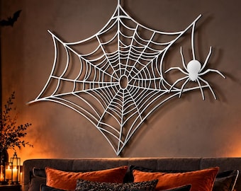 Spider Web Metal Wall Art, Halloween Spider Decor, Gothic Wall Decor, Spooky Metal Sign, Outdoor Halloween Decor, Spider Lover Gift