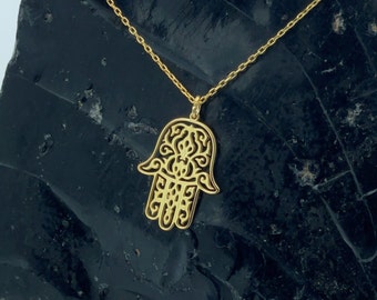 Hamsa Necklace | Evil Eye Necklace | Fatıma Hand Pendant | Gold Rose Plated 925K Silver Jewelry | Men Women Gift | Ramadan Gifts | Eid Gifts