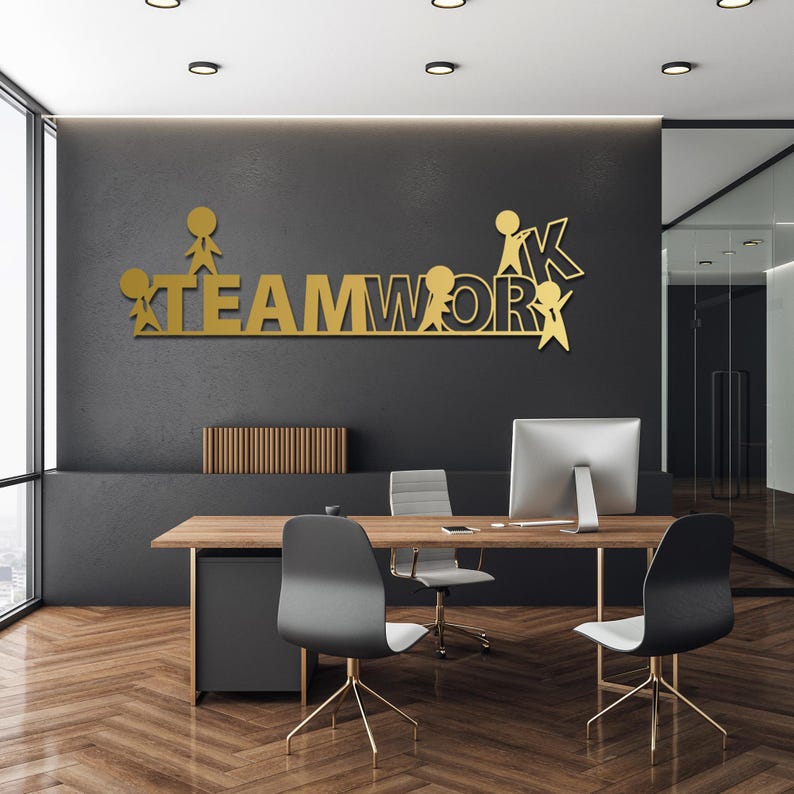 Teamwork Metal Teamwork Metal Wall Art: Motivational Office Decor - Etsy