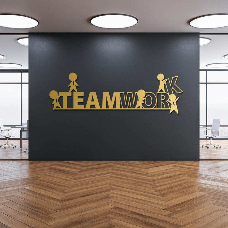 Teamwork Metal Teamwork Metal Wall Art: Motivational Office Decor - Etsy
