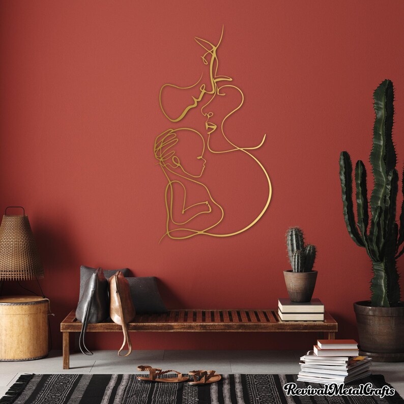 Family and Baby, Minimalist Wall Art Mother Father Child, Family