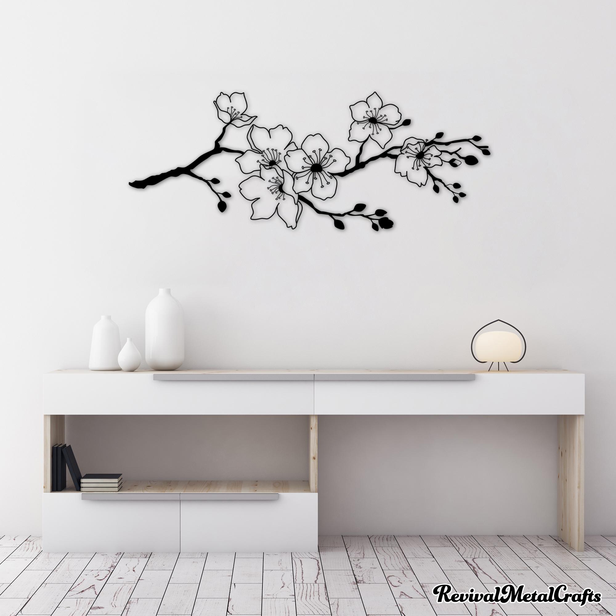 Sakura Metal Wall Art: Cherry Blossom Flower Decor - Etsy
