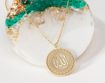 New | Allah Design Necklace - Islamic Pendant - 24K Gold, Rose Plated Silver Pendant, 925 Sterling Silver Choker, Man, Women Gifts Jewelry