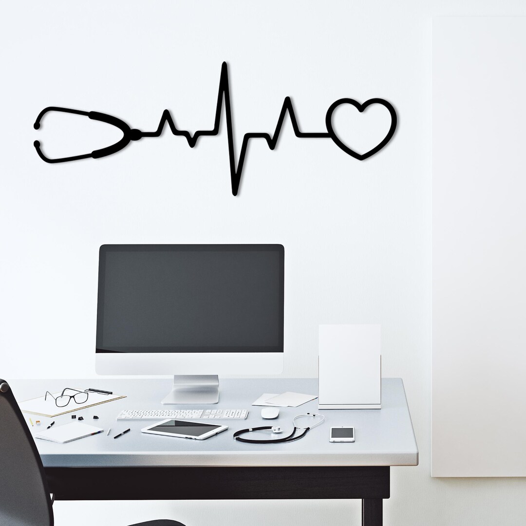 Stethoscope Metal Wall Art: Doctor Heart Sign, Medical Decor - Etsy
