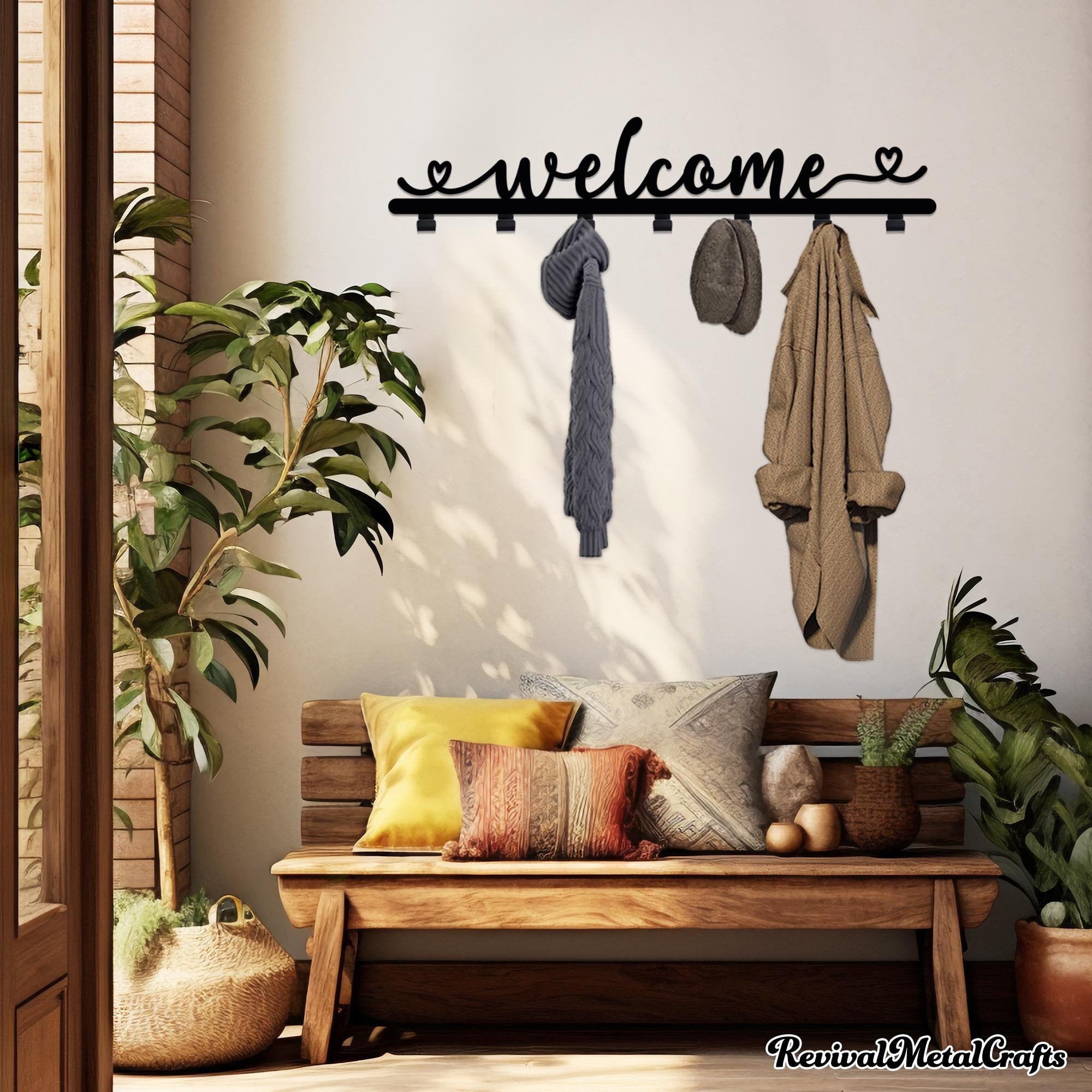 Welcomesign Decore Metal Welcome Sign Coat Rack, Modern Wall Decor Hanger - Etsy