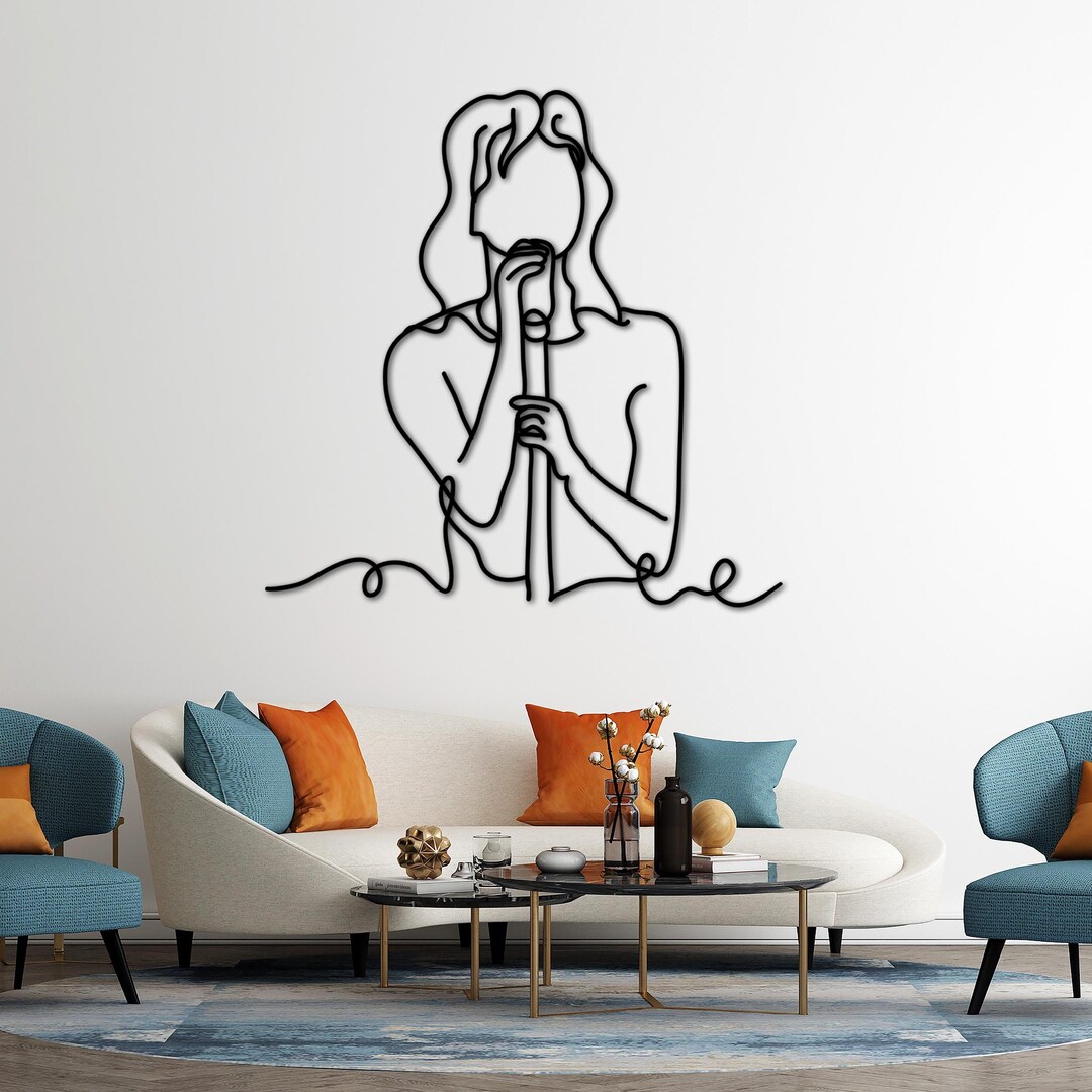 Singer Wall Singer Woman Metal Wall Art, Singing Women Minimalist Wall Hanging ...
