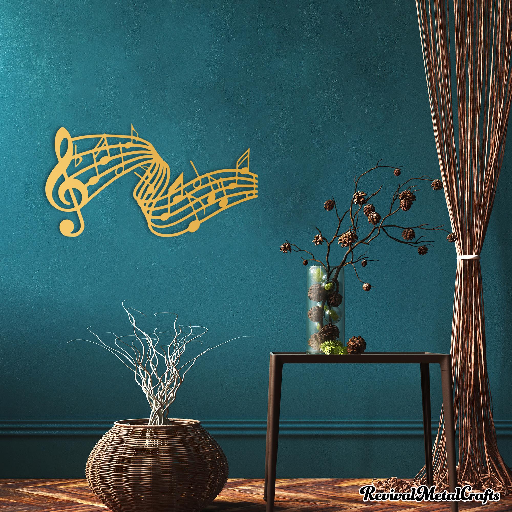 Decorazione Da Parete In Metallo A Forma Di Nota Musicale: Design Cavo, 40x21,8 Cm, Nera