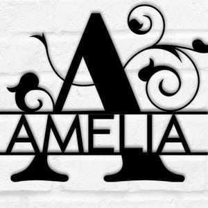 Decoração de parede personalizada, arte de parede de metal com letras de monograma personalizadas, placas de sobrenome, presente personalizado, placa de metal personalizada, decoração personalizada para áreas externas