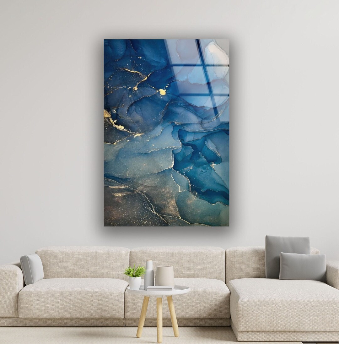 Tempered Glass Gold Wall Artgolden Wall Etsy