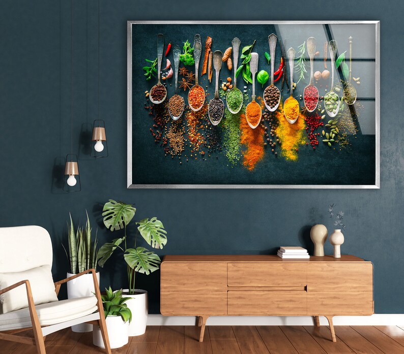 Tempered Glass Wall Artkitchen Wall Decorhome Decorspices Etsy