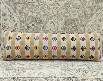 Bohemian Kilim Pillow, Boho Pillow, Kilim Pillow, Handwoven Pillow, 12x36 Pillow Cover, Home Decor, Turkish Kilim Pillow, KD039