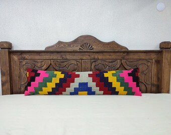 Vintage Bedding Pillows, 12x47 inches, Boho lumbar pillow, Turkish Pillow Cover, Anatolian Long Lumbar Pillow, Colorful Pillows, BL15