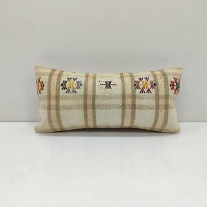 Throw Pillow, Handwoven Pillow, 12x24 Pillow Cover, Pillows, Decorative Pillow, Orange Kilim Pillow, Vintage Decor Kilim Pillow, KA231