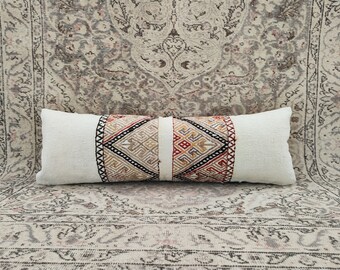 Bohemian Kilim Pillow, Boho Pillow, Kilim Pillow, Handwoven Pillow, 12x36 Pillow Cover, Home Decor,Turkish Kilim Pillow, Decor Pillow, KD242