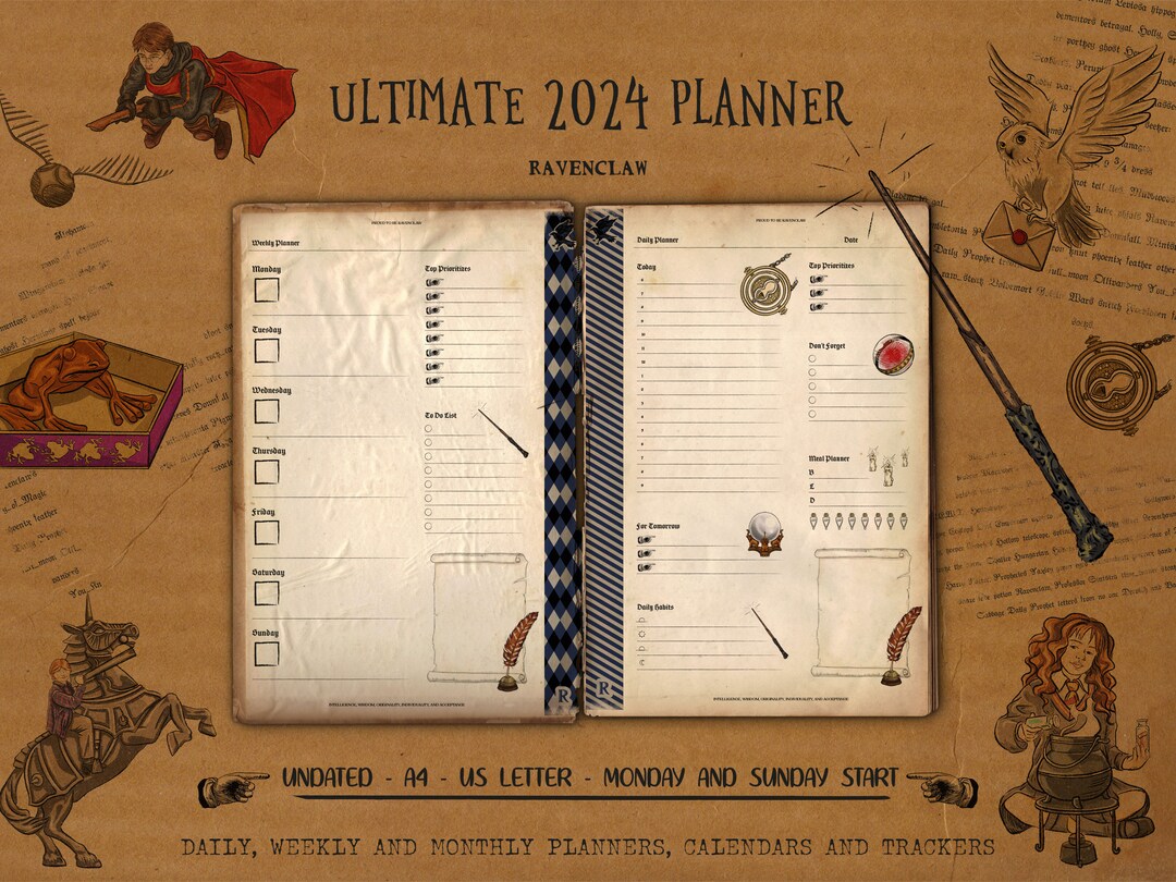 2024 Planner Set for Ravenclawsundated Daily Weekly Monthly Planner Trackers to Do List Planner
