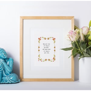 IMPRIMIBLE Bendición tradicional irlandesa #4 Que vivas tanto como quieras, Oración irlandesa, Regalo de bodas, Regalo cristiano, Casa nueva, Hogar nuevo