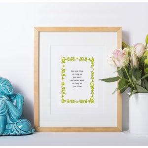 IMPRIMIBLE Bendición tradicional irlandesa #4 Que vivas tanto como quieras, Oración irlandesa, Regalo de bodas, Regalo cristiano, Casa nueva, Hogar nuevo