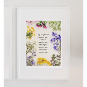 IMPRIMIBLE Bendición irlandesa tradicional #2, Que los vecinos te respeten, Oración irlandesa, Arte de la pared, Regalo de boda, Regalo cristiano, Irlanda, Flores,