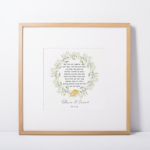 Personalised Wedding Gift, Marriage Blessing #1, Engagement Gift, Christian Blessing, Wedding Vows