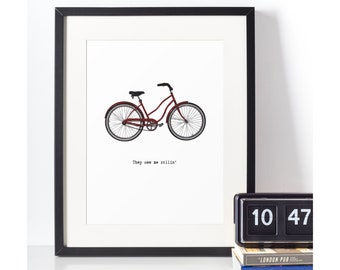 PRINTABLE Cycling Print, Cycling Poster, Bicycle Gift, Bike Gift, Bicycle Art, Cycling quote, They see me rollin