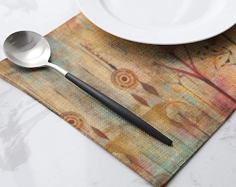 Boho Abstract Linen Placemat – Eco-Friendly Table Decor by Celinfy