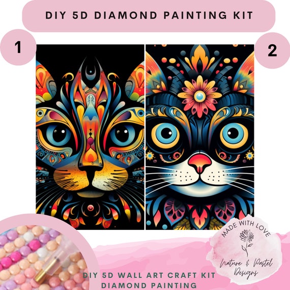 DIY 5D Diamond Painting Kits for Adults Cat Full Drill round Gem