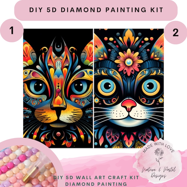 Mandala Diamant Malerei Kit, Bohrer Kristall Strass Kunst, Katze Mosaik DIY, 5D Handwerk Harz Kunst DIY