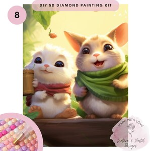Zeer schattige kawaii-personages, realistische cartoon hamster/muis DIY muurkunst mozaïek kit, fantastische dieren diamant schilderij kit