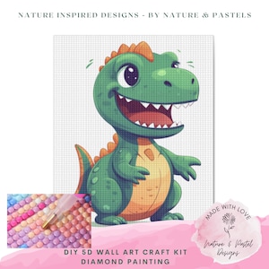 Kit de bricolaje de mosaico para decoración de pared con dinosaurio para bebé, kit de pintura de diamantes para habitación de niño, kit de arte de pared T-Rex para habitación de niño, arte de pared para habitación de niño pequeño