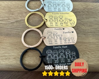 Porte-clés familial I Pendentif personnalisé I Cadeau personnalisé | Cadeau de Noël | Noël