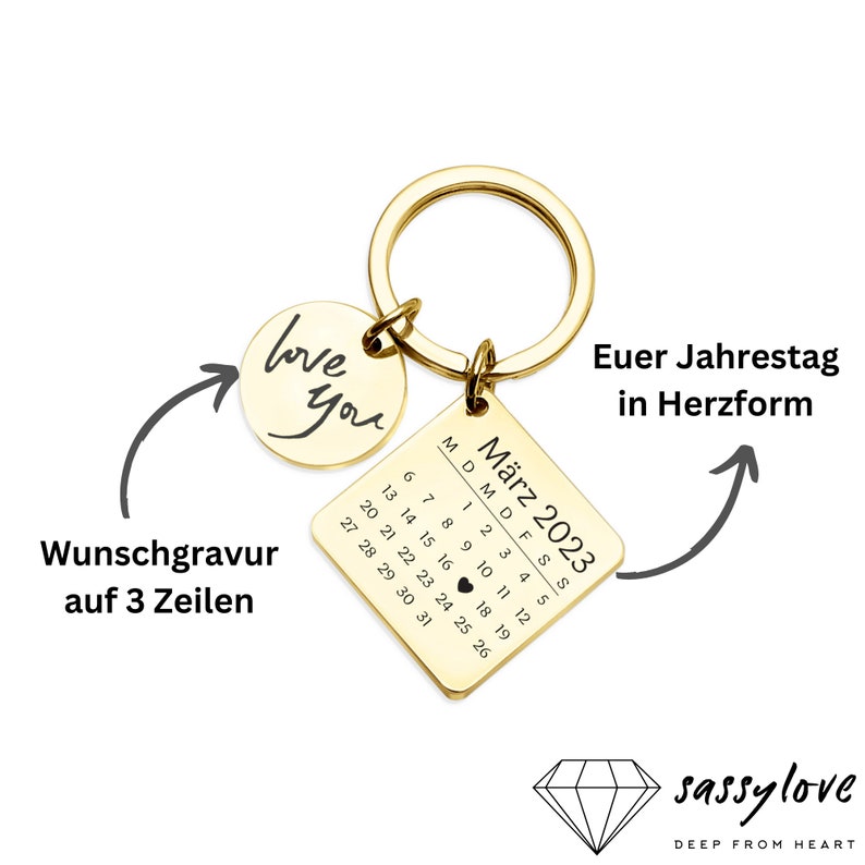 Schlüsselanhänger mit Datum I Personalisiertes Geschenk I Personalisierter Anhänger I Muttertags Geschenk I Geschenk Jahrestag Partner Bild 5