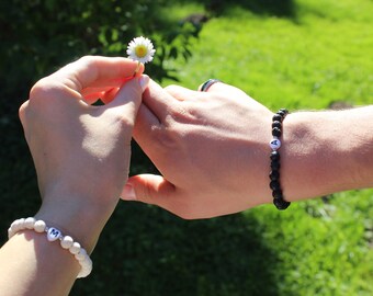 Volcanic stone bracelet with letters I Personalized bracelet I Personalized gift I Partner bracelet I Love gift I