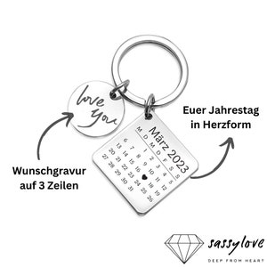 Schlüsselanhänger mit Datum I Personalisiertes Geschenk I Personalisierter Anhänger I Muttertags Geschenk I Geschenk Jahrestag Partner Bild 4