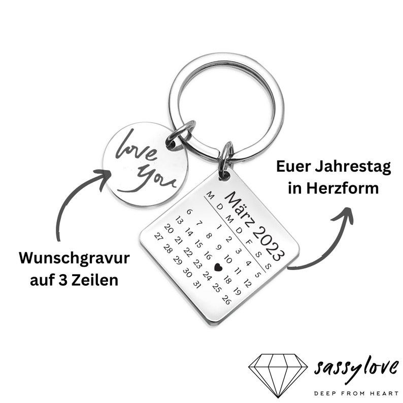 Schlüsselanhänger mit Datum I Personalisiertes Geschenk I Personalisierter Anhänger I Muttertags Geschenk I Geschenk Jahrestag Partner Bild 4