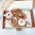 Baby gift set, birth gift, personalized gift, engraved gift, embroidered bib, christening gift product logo