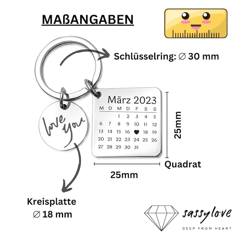 Schlüsselanhänger mit Datum I Personalisiertes Geschenk I Personalisierter Anhänger I Muttertags Geschenk I Geschenk Jahrestag Partner Bild 3