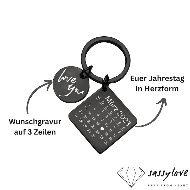 Schlüsselanhänger mit Datum I Personalisiertes Geschenk I Personalisierter Anhänger I Muttertags Geschenk I Geschenk Jahrestag Partner Bild 7