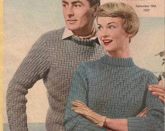 Vintage Womans Own Made for Two Zig Zag 1950s sweater
