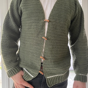 Men’s Crochet Cardigan Pattern – PDF Digital Download – DIY Sweater, Sizes Adjustable