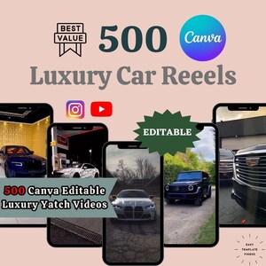 500 Luxury Car Videos | Car Videos | Editable Canva Reels | Luxury Car Shorts | Faceless Reels | Short Video |