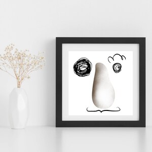 Abstract Modern Art Print Men Face With Moustache Minimalist Portrait of a Man Square Print Poster Gift for Him