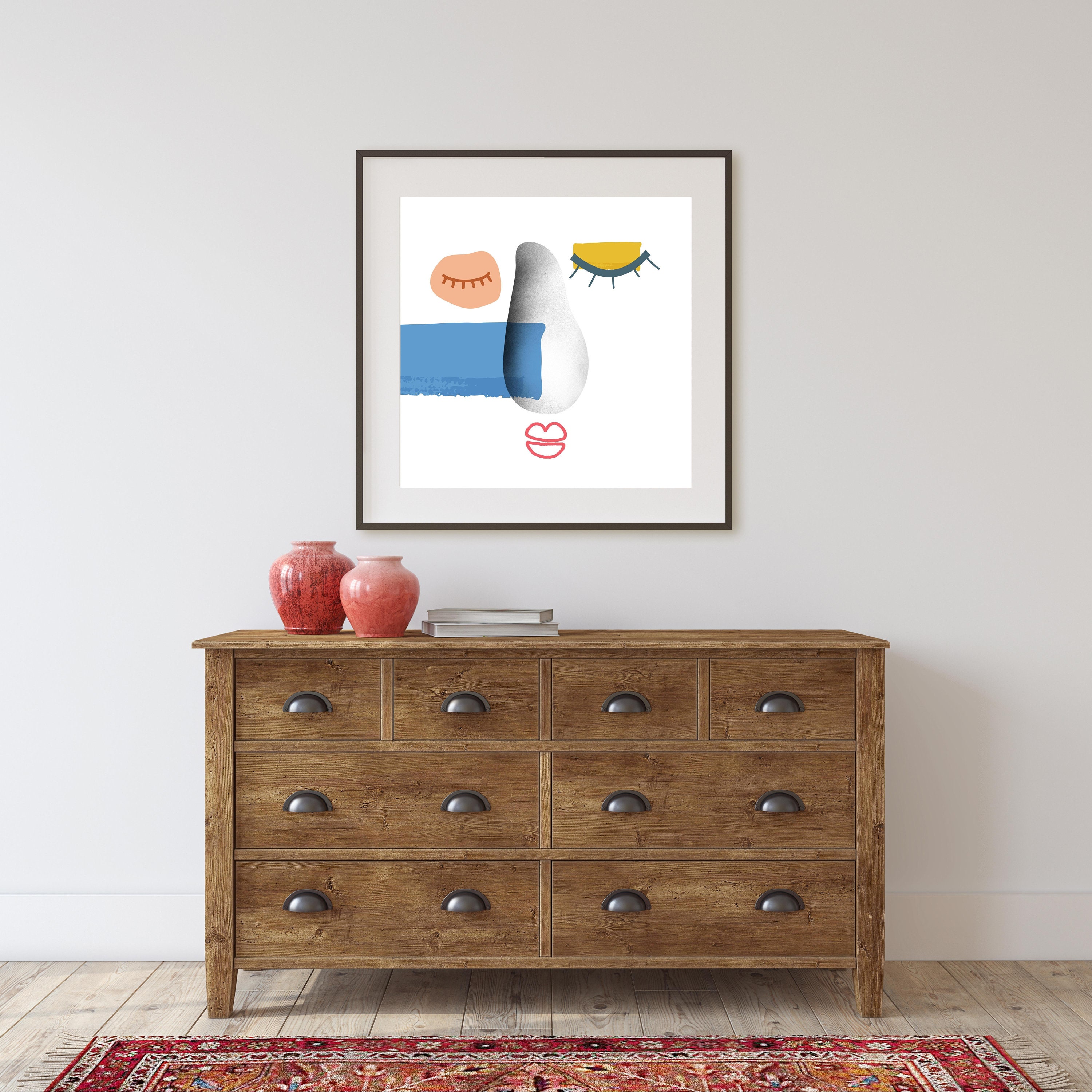 Woman Face Minimalist Abstract Art Print Women Portrait Poster Digital ...